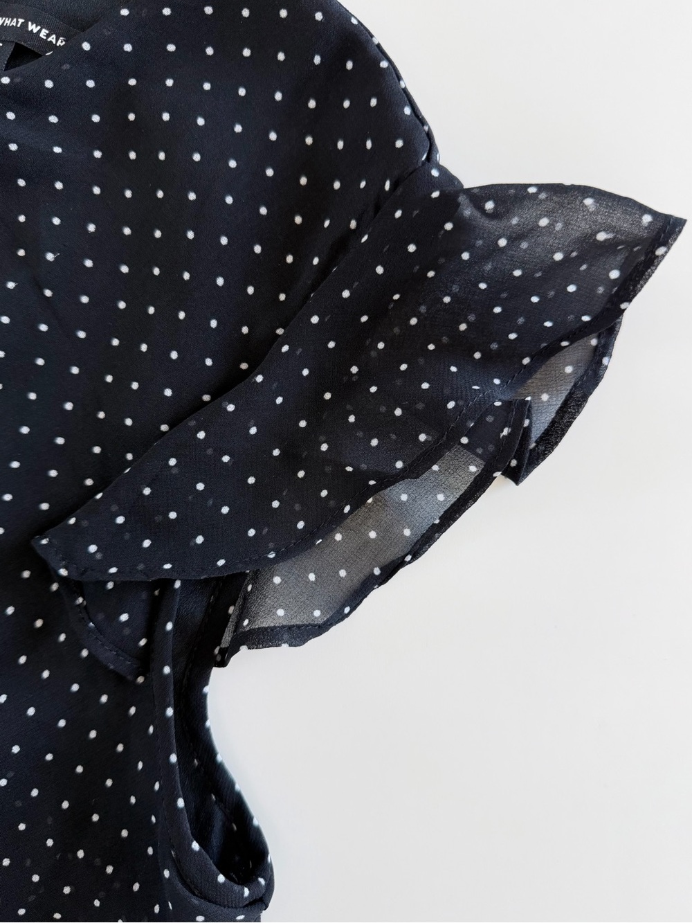 Who What Wear Black White Polka Dot Tiered Chiffon Midi Dress Ruffle Sleeve S - Picture 6 of 10